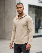 Zumieze - Colin | Waffle-Knit Henley-Neck Hoodie Men