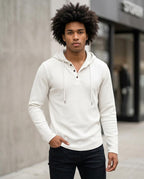 Zumieze - Colin | Waffle-Knit Henley-Neck Hoodie Men