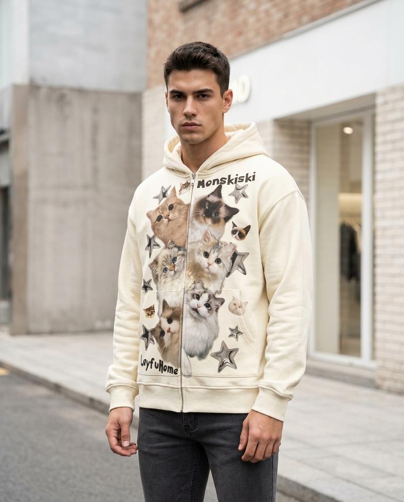 Zumieze - Valev | Zip-Up Printed Hoodie Men