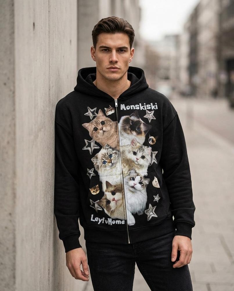 Zumieze - Valev | Zip-Up Printed Hoodie Men