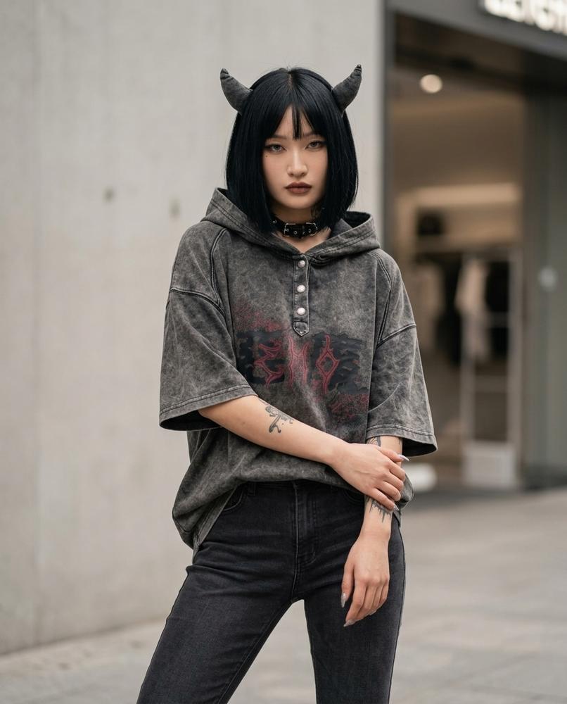 Zumieze - Zasel | Short-Sleeved Buttoned Hoodie Unisex