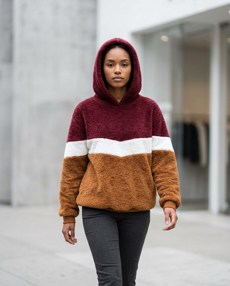 Zumieze - Nelor | Plush Color-Blocked Hoodie Women