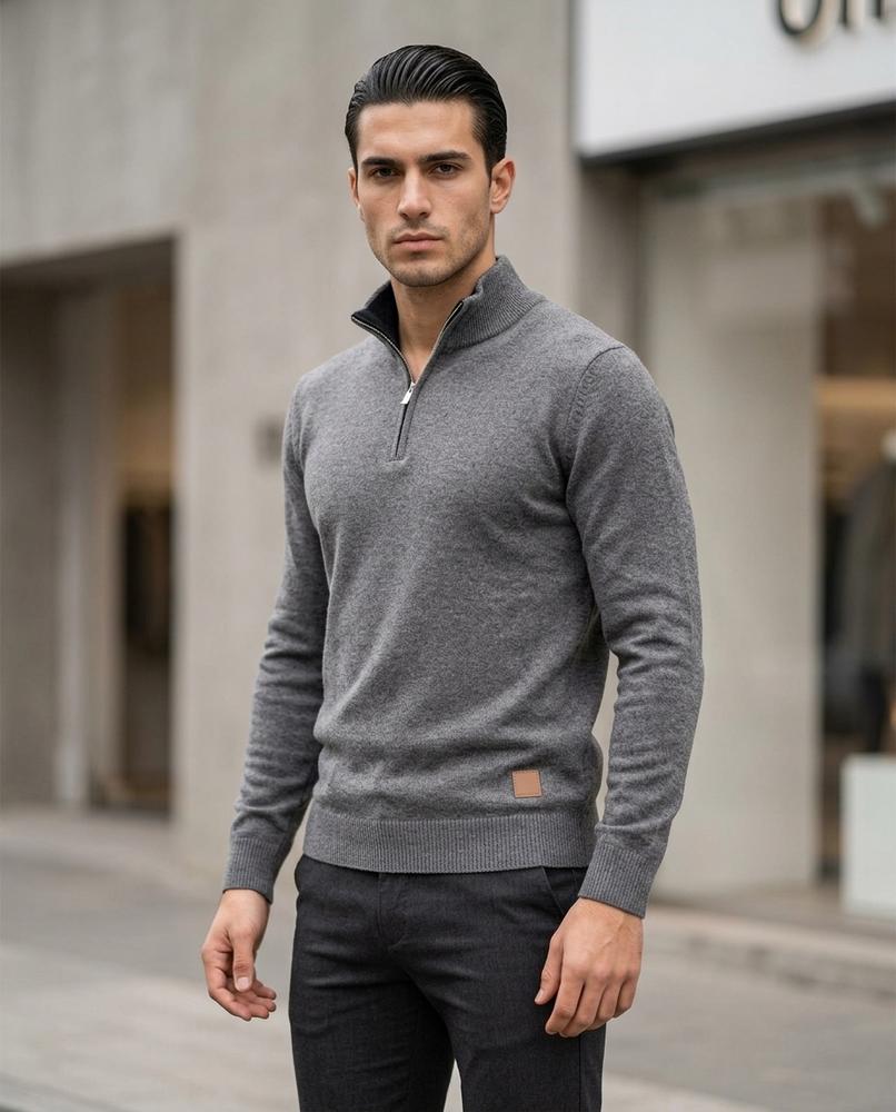 Zumieze - Karon | Zip-Neck High-Collar Sweatshirt Men