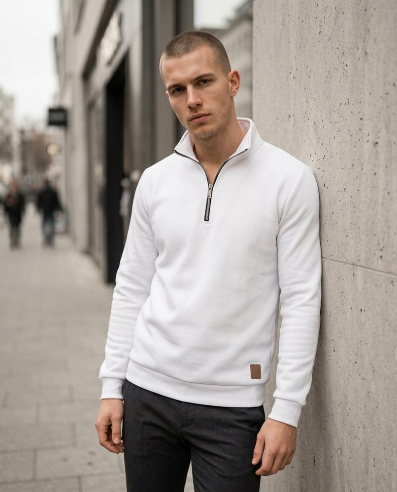 Zumieze - Karon | Zip-Neck High-Collar Sweatshirt Men