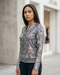 Zumieze - Calar | Sequined Quarter-Zip Top Women