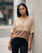 Zumieze - Nevar | Color-Blocked Waffle-Knit Top Women