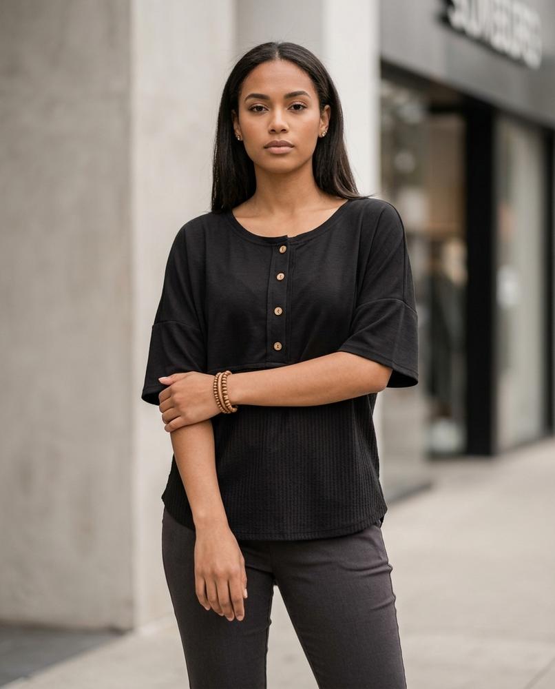 Zumieze - Nevar | Color-Blocked Waffle-Knit Top Women