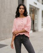 Zumieze - Nevar | Color-Blocked Waffle-Knit Top Women