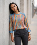 Zumieze - Ravin | Striped Denim-Trimmed Sweater Women