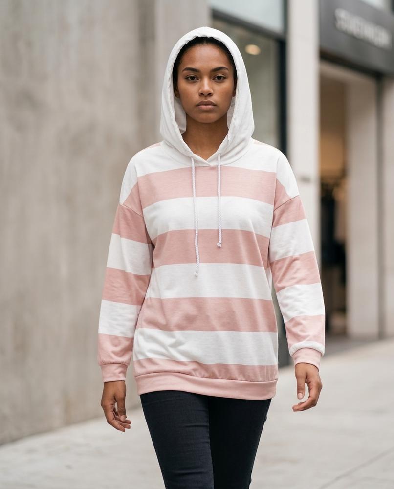 Zumieze - Lyvin | Striped Relaxed-Fit Hoodie Women