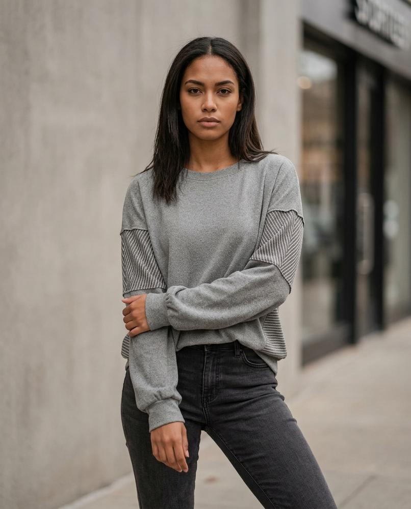 Zumieze - Varan | Paneled Striped Sweatshirt Women