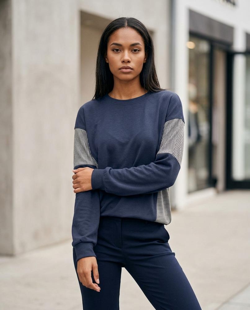 Zumieze - Varan | Paneled Striped Sweatshirt Women