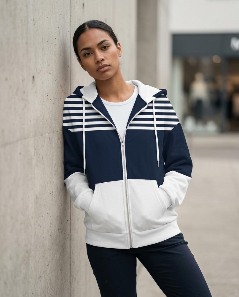 Zumieze - Saser | Striped Zip-Up Hoodie Women