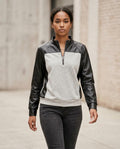 Zumieze - Elrev | Quarter-Zip Faux-Leather Sweatshirt Women