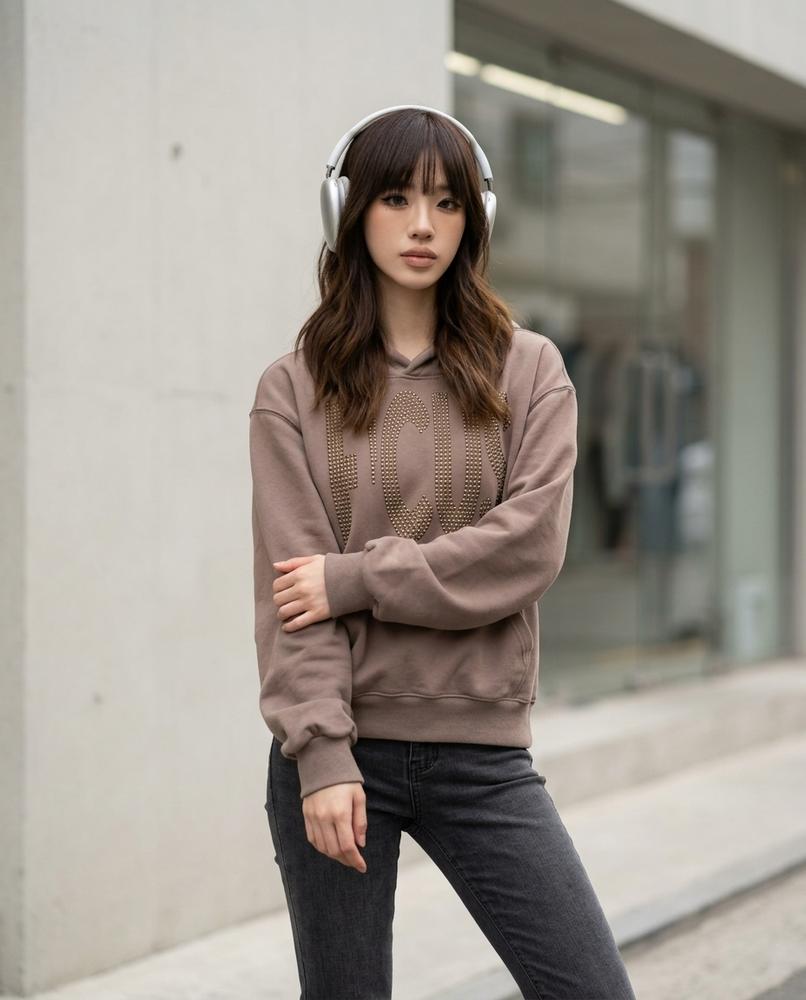 Zumieze - Yomor | Studded Relaxed Fit Hoodie Women