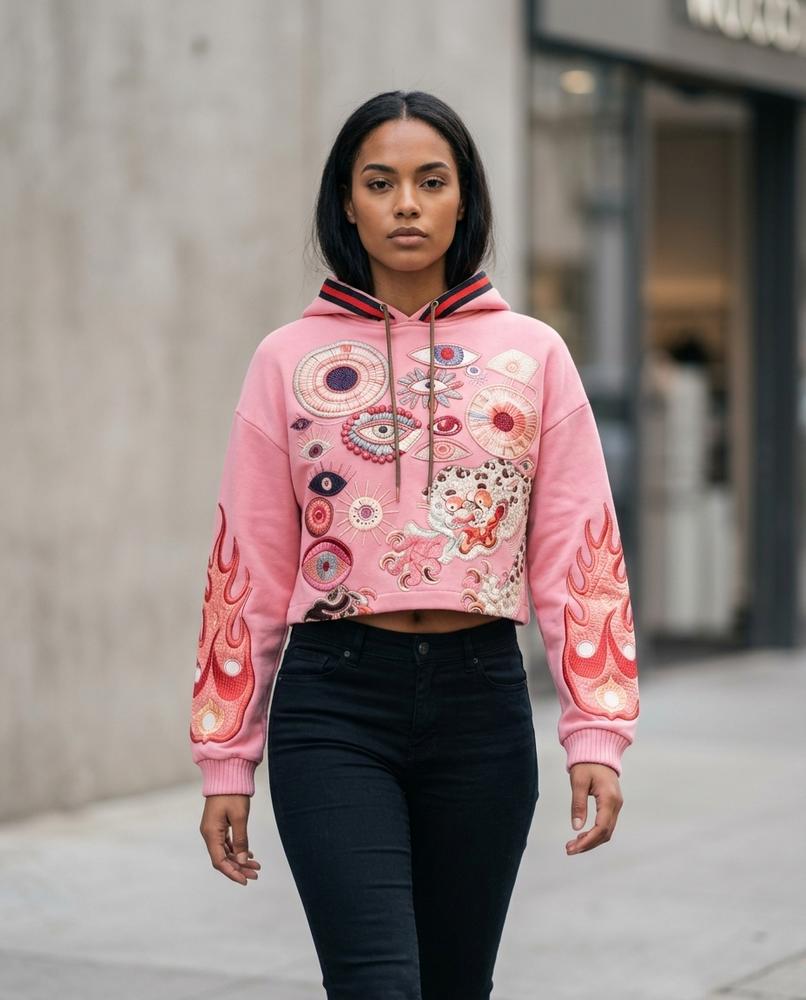 Zumieze - Nomon | Embroidered Cropped Hoodie Women