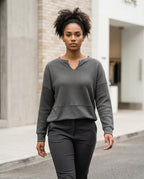 Zumieze - Dakar | Waffle-Knit Notched Neck Sweater Women
