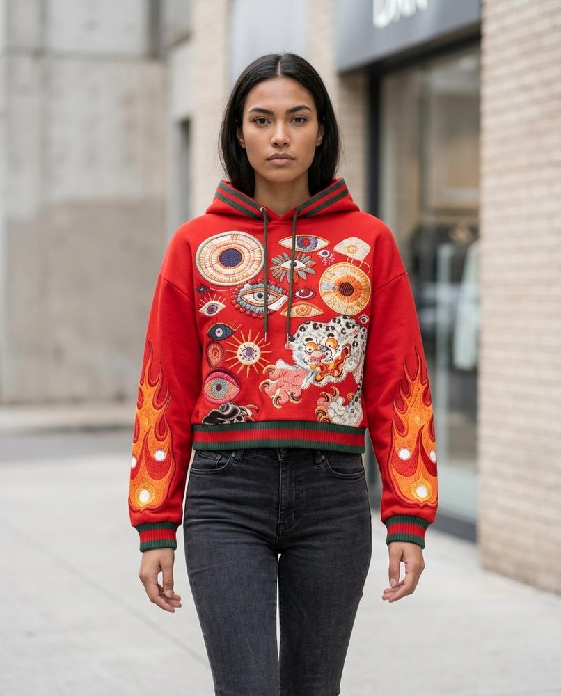 Zumieze - Nomon | Embroidered Cropped Hoodie Women