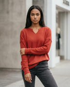 Zumieze - Dakar | Waffle-Knit Notched Neck Sweater Women
