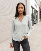 Zumieze - Dakar | Waffle-Knit Notched Neck Sweater Women