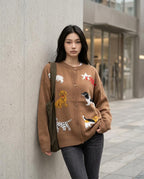 Zumieze - Rilev | Button-Up Graphic-Knit Cardigan Women