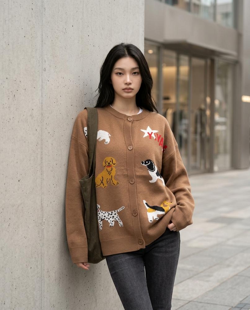 Zumieze - Rilev | Button-Up Graphic-Knit Cardigan Women