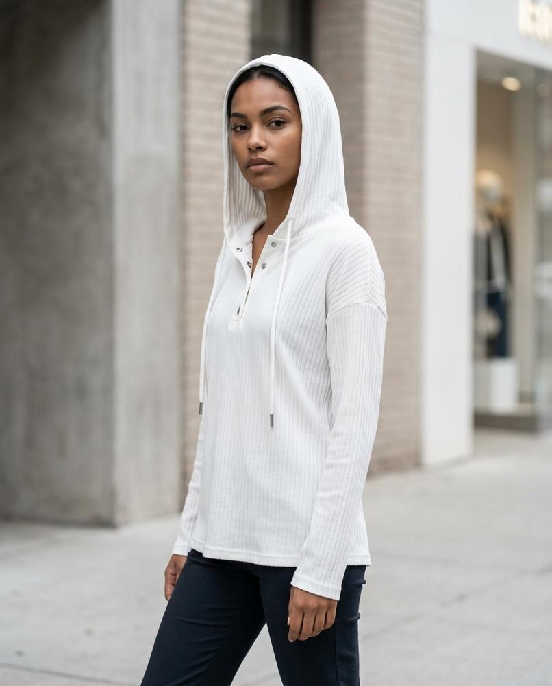Zumieze - Ratal | Ribbed Buttoned Hoodie Women