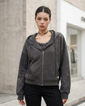 Zumieze - Taken | Zip-Up Rhinestone-Embellished Hoodie Women