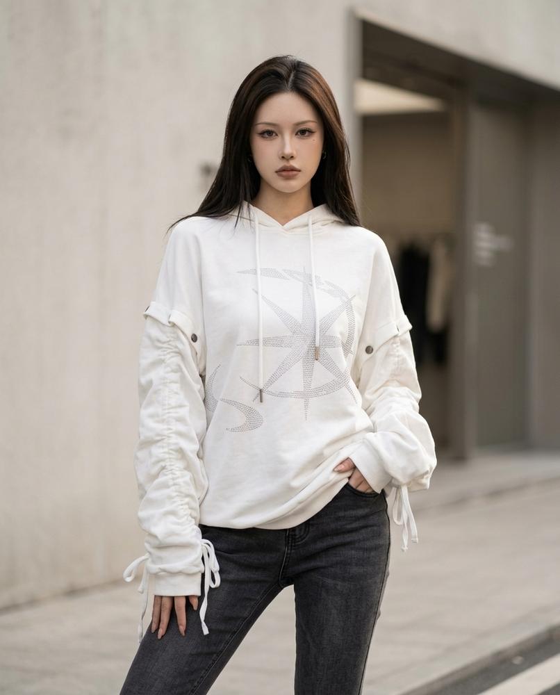 Zumieze - Venav | Rhinestone Lace-Up Hoodie Women