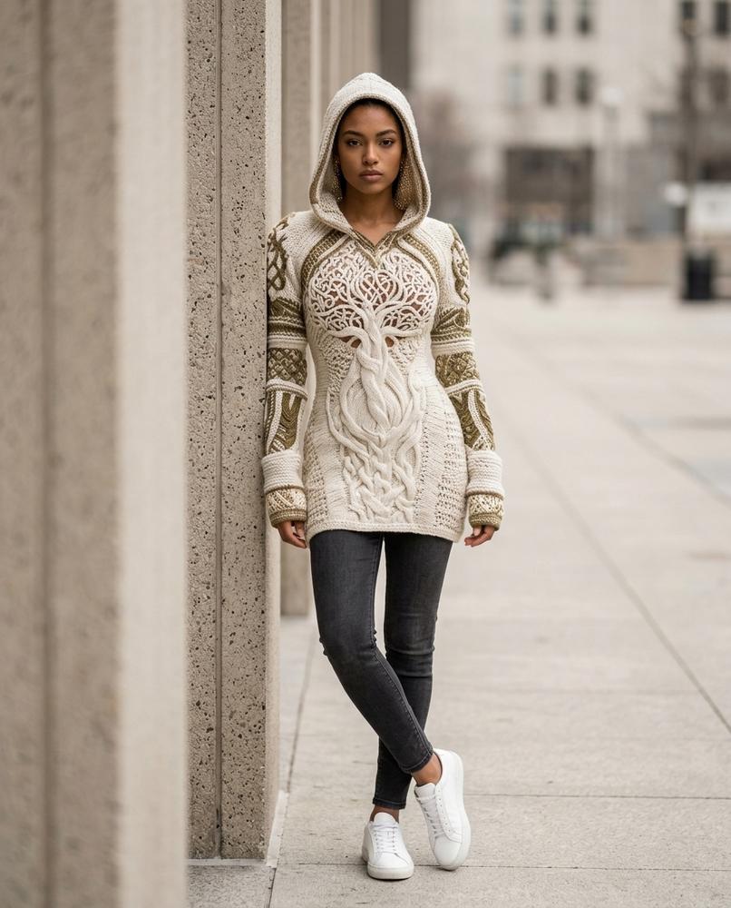 Zumieze - Arlin | Hooded Cable-Knit Tunic Women