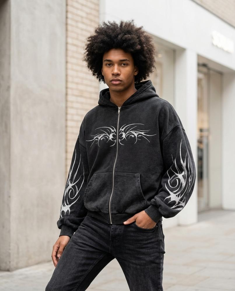 Zumieze - Vavel | Zip-Up Printed Hoodie Unisex