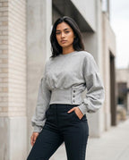 Zumieze - Zanal | Balloon-Sleeve Fitted-Waist Sweatshirt Women