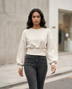 Zumieze - Zanal | Balloon-Sleeve Fitted-Waist Sweatshirt Women