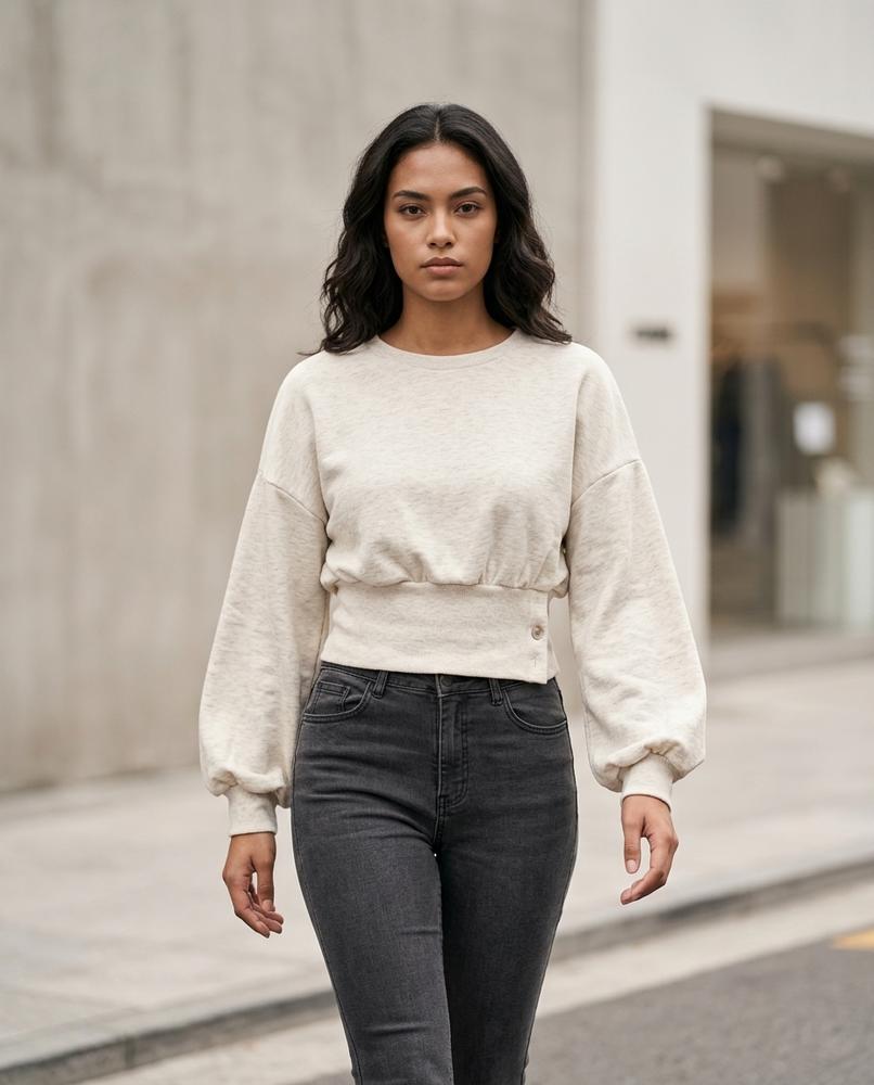 Zumieze - Zanal | Balloon-Sleeve Fitted-Waist Sweatshirt Women