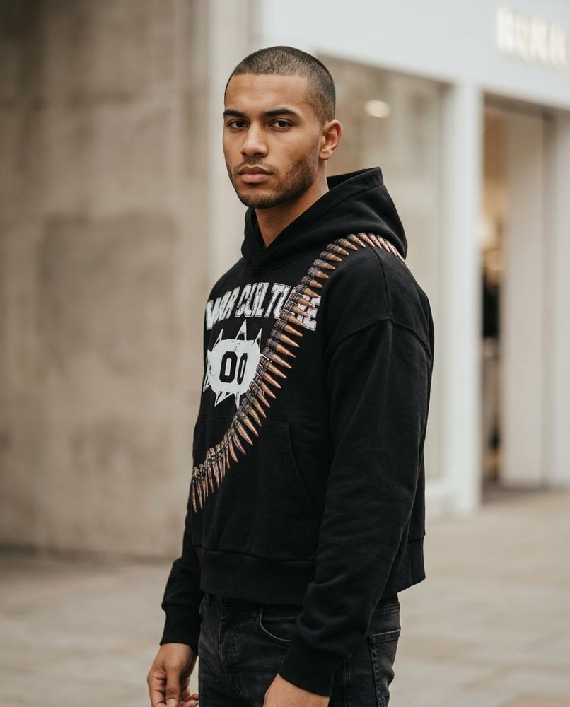 Zumieze - Zelom | Cropped Printed Hoodie Men