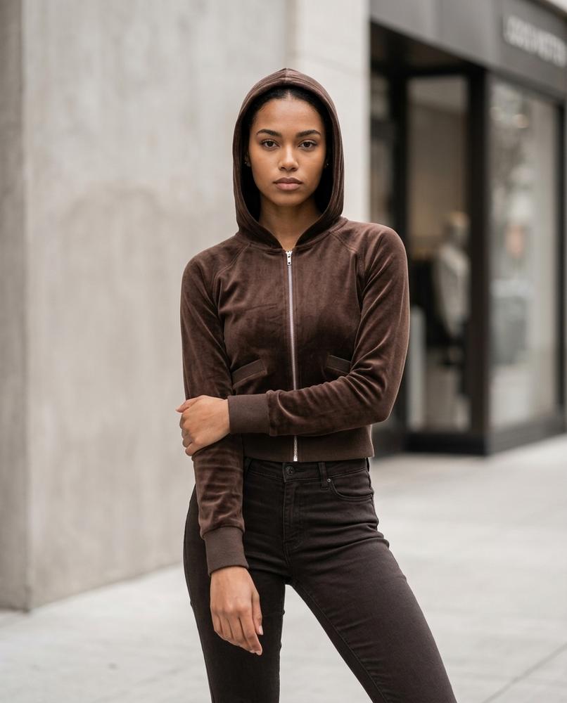 Zumieze - Lomer | Velour Cropped Hoodie Women