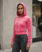 Zumieze - Lomer | Velour Cropped Hoodie Women