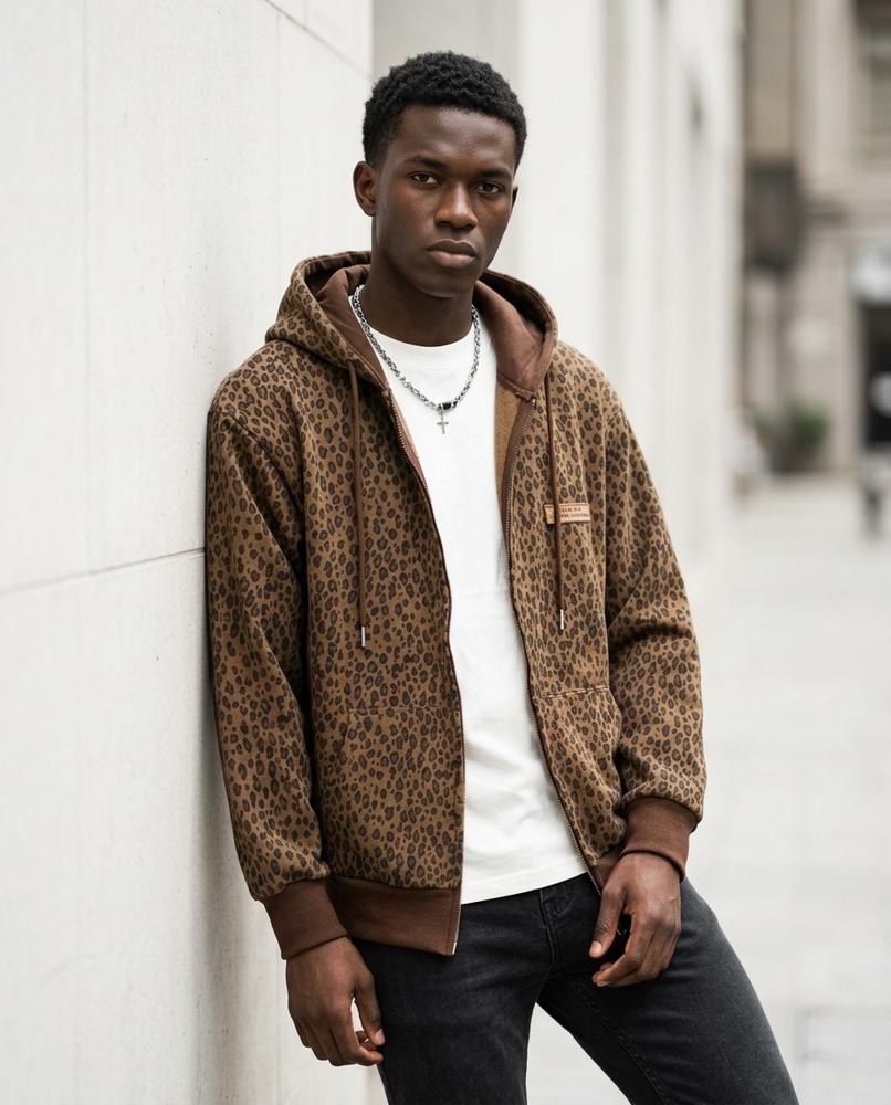 Zumieze - Caral | Zip-Up Leopard Print Hoodie Men