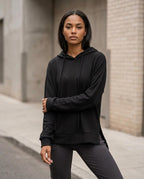 Zumieze - Rolan | Waffle-Knit Side-Slit Hoodie Women
