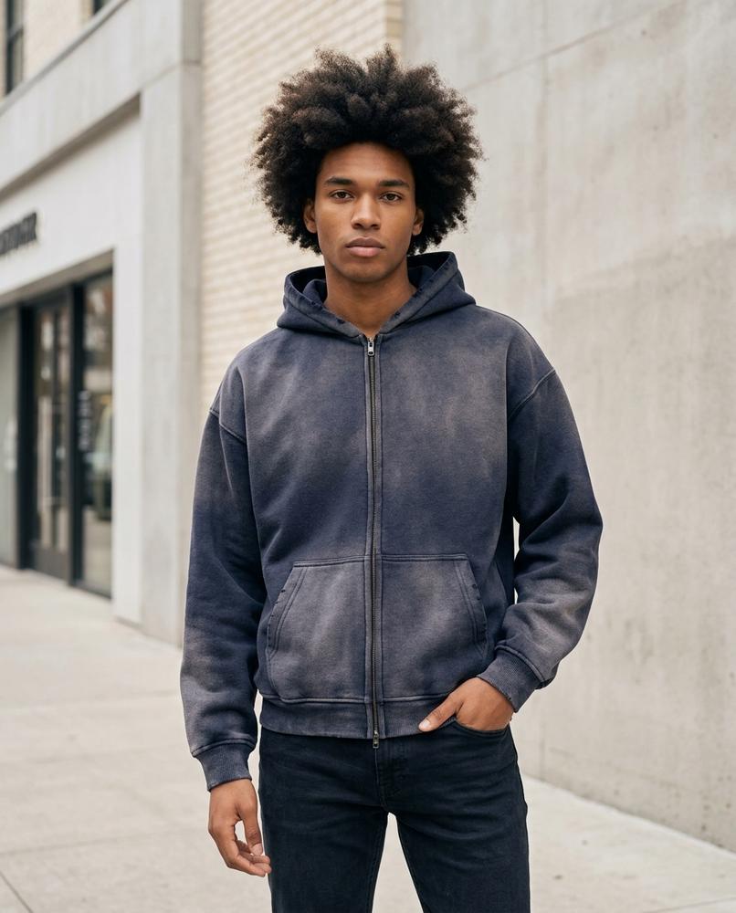 Zumieze - Vesin | Washed Zip-Up Hoodie Unisex