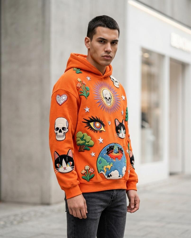 Zumieze - Lemir | Appliquéd Relaxed Fit Hoodie Men