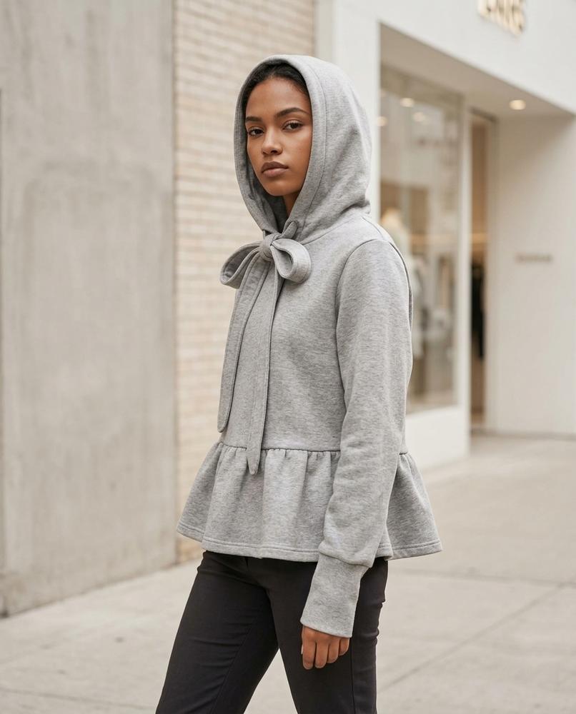 Zumieze - Casil | Peplum Tie-Neck Hoodie Women