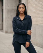 Zumieze - Tilen | High-Collar Button-Placket Sweatshirt Women