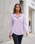 Zumieze - Tilen | High-Collar Button-Placket Sweatshirt Women