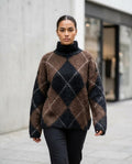 Zumieze - Lolar | Argyle Fluffy Turtleneck Sweater Women
