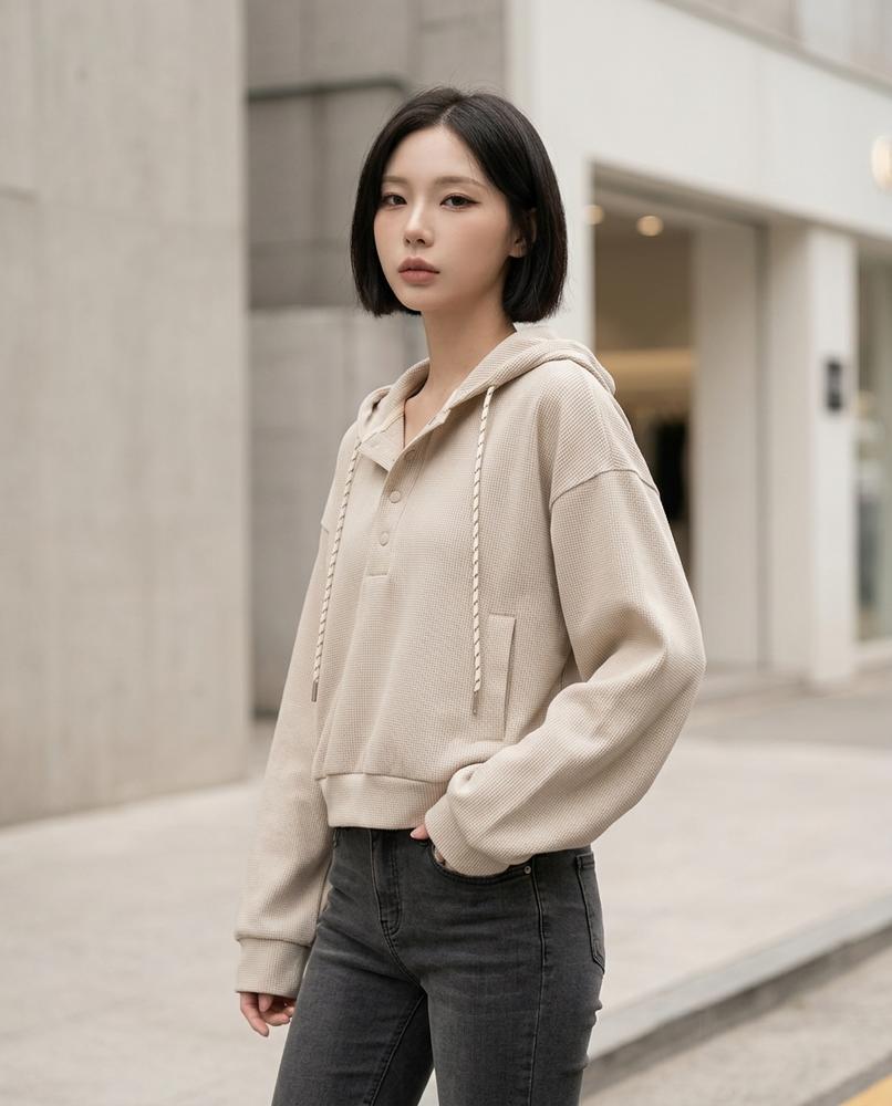 Zumieze - Raser | Textured Button-Placket Hoodie Women