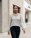 Zumieze - Almer | Lace-Trim Rib-Knit Sweater Women