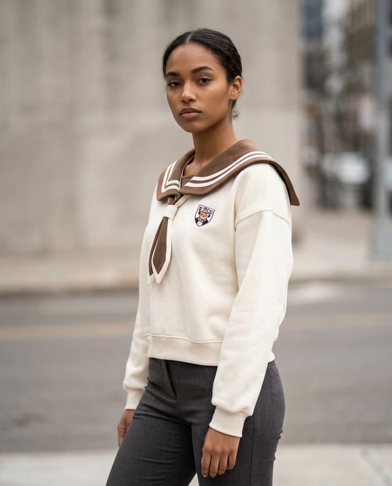 Zumieze - Losan | Sailor-Collar Cropped Sweatshirt Women