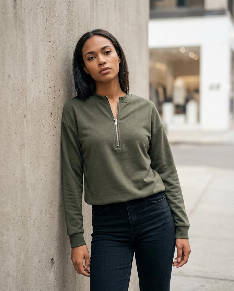 Zumieze - Laron | Quarter-Zip Relaxed Fit Sweatshirt Women