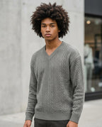 Zumieze - Rihuk | Cable-Knit V-Neck Sweater Men